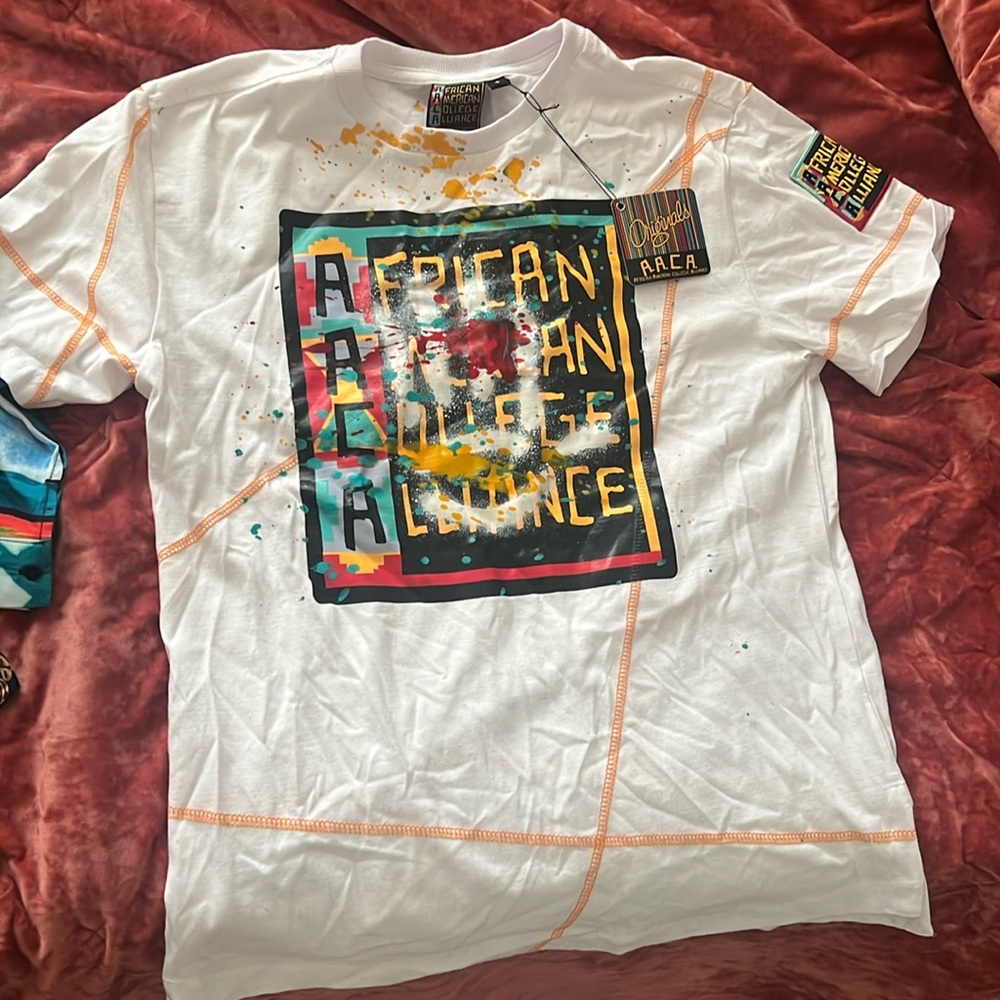 AACA African American College Alliance Small women’s shirt - white colorful